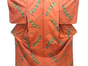 クリスマスセール大特価品　未使用品　短冊に花唐草模様織り出し手織り紬着物